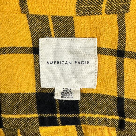 American Eagle Classic Oversized Flannel - Yellow / Black - L - Picture 4 of 5